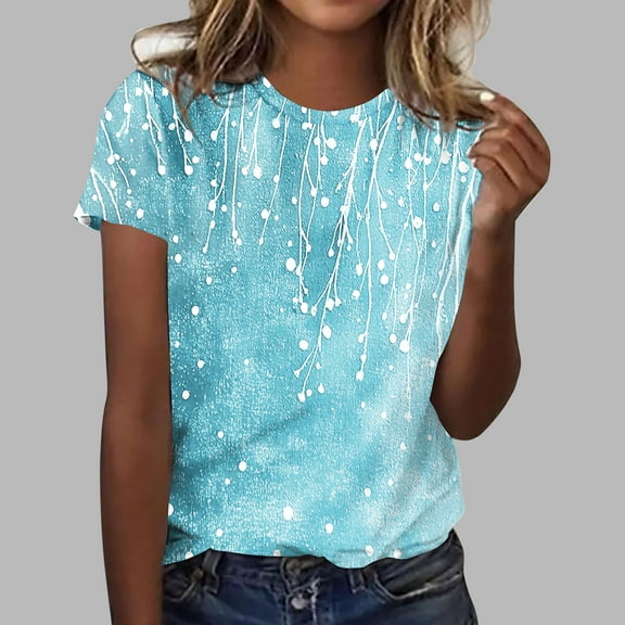 Pohista Women's Summer Tops for Work Shirts for Women Trendy Graphic Tee Blouses for Women Dressy Casual Boho Summer Tops for Women Short Sleeve