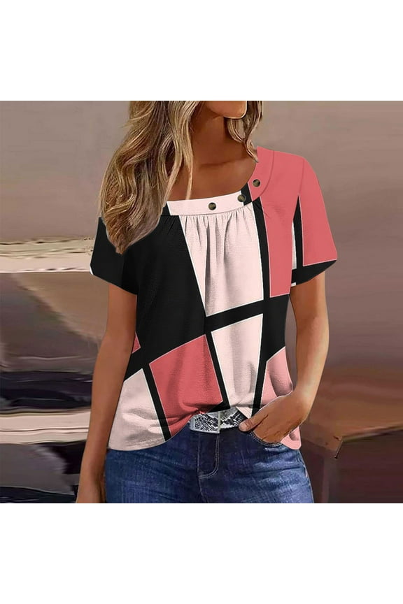 Women's Tops Dressy Casual Workout Shirts Women Cropped Blouses for Women Business Casual Plus Short Sleeve Workout Tops for Women reorder items