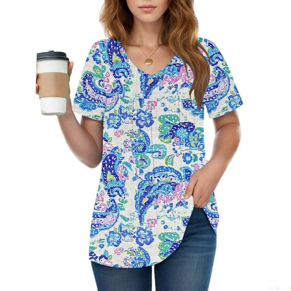 Pohista Women's Tops Summer Shirts for Women Trendy Summer Blouses Plus Size Ribbed Short Sleeve Tops for Women Cotton new arrivals