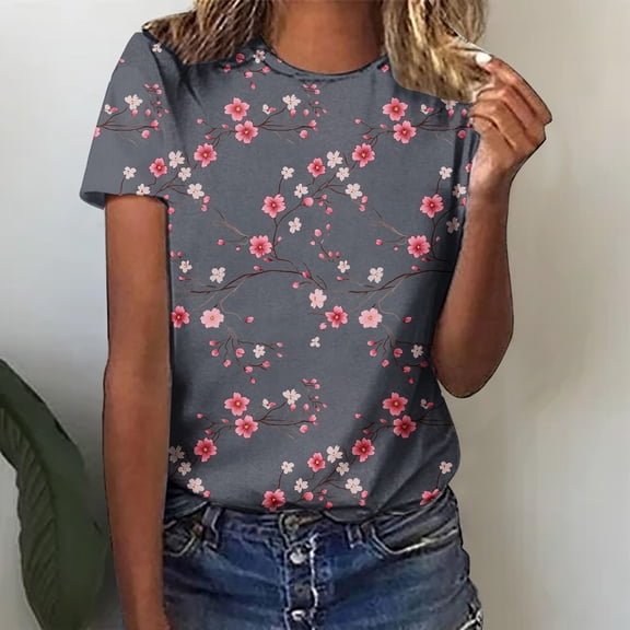 Pohista Womens Casual Tops Dressy Womens Graphic T Shirts Lightweight Tops & Blouses Plus Size Womens Summer Tops Short Sleeve Dressy Casual