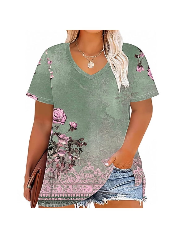 Womens Casual Tops T Shirts for Women Trendy Womens Summer Blouses 2025 Short Sleeve Shirts for Women Plus Size my recent orders