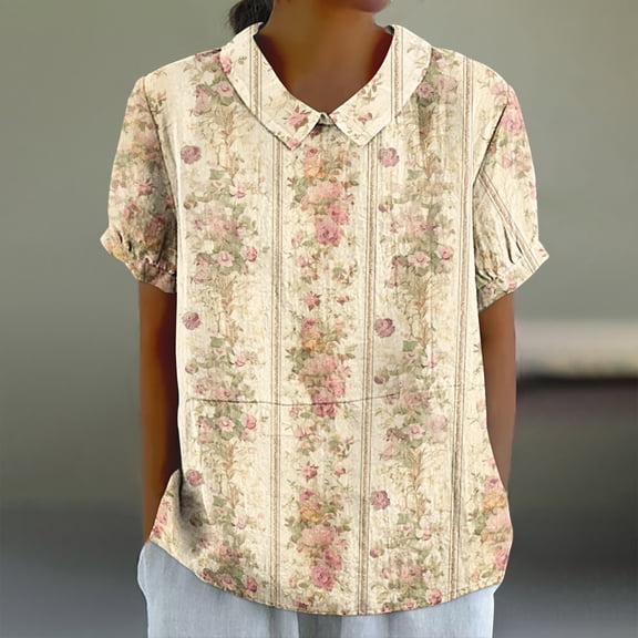 Pohista Womens Summer Tops Trendy Womens Tshirts Graphic Vintage Women's Blouses Womens Summer Tops Short Sleeve Trendy 2025 my orders placed
