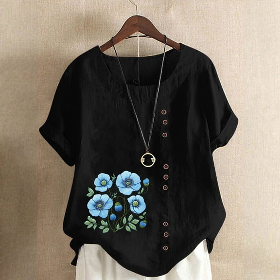 Womens Summer Tops Tshirts Shirts for Women Graphic T-Shirts Summer Blouse Womens Work Tops Short Sleeve