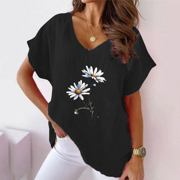 Pohista Womens Tops Casual Dressy T Shirts for Women Loose Fit Women Blouses Cotton Short Sleeve Blouses for Women Work reorder items