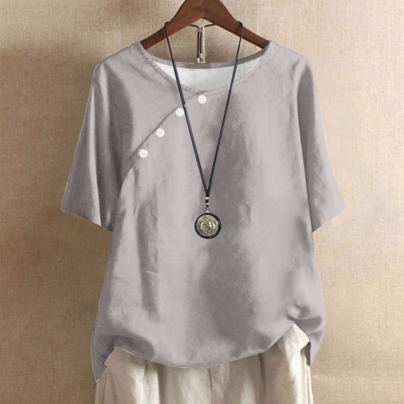Womens Tops Dressy Casual Cotton T Shirts for Women Oversized Lightweight Tops & Blouses Womens Short Sleeve Blouses Dressy order