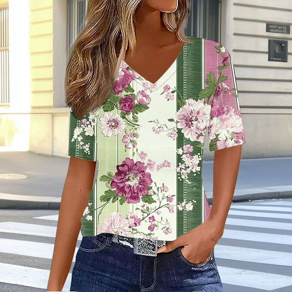 Pohista Womens Tops Dressy Casual Cotton Womens T Shirts Casual Women Blouses for Seniors Short Sleeve Tops for Women orders placed by me recently