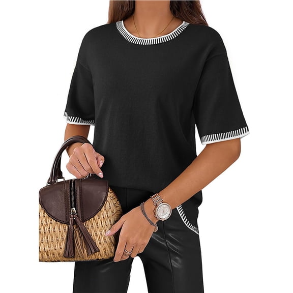 Womens Tops Dressy Casual Summer Womens T Shirts Blouses Ribbed Short Sleeve Tops