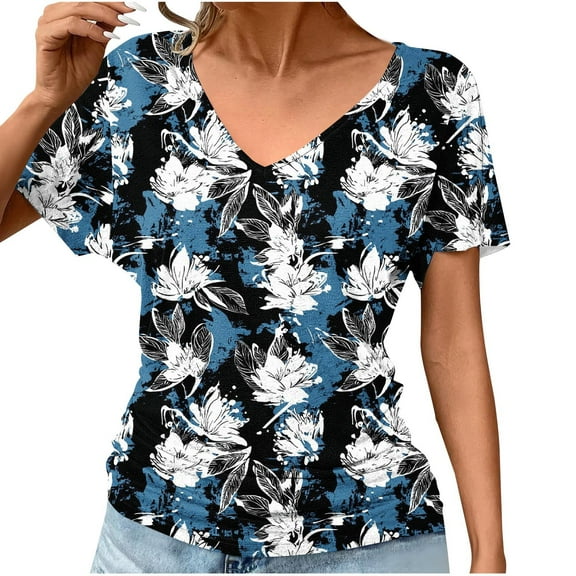 Pohista Womens Tops Dressy Casual Summer Womens T Shirts Fitted Women Blouses Summer Women's Short Sleeve Tops my items in cart