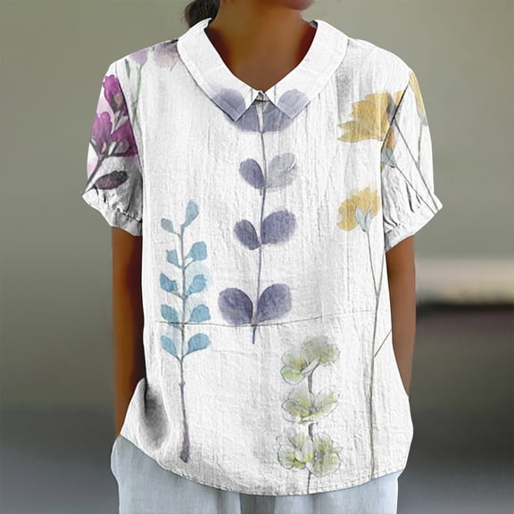 Pohista Womens Work Tops Fitted Cotton Tshirts for Women Plus Size Blouses for Women Business Casual Cotton Tops for Women Short Sleeve