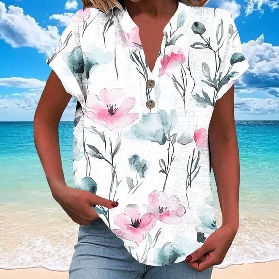 Pohista Womens Work Tops Summer Women Shirts Dressy Casual Women's Tops, Tees & Blouses Womens Work Tops Short Sleeve reorders