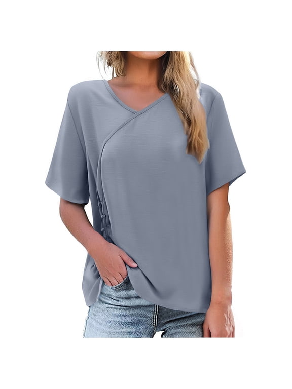 Work Tops for Women Summer Women Shirts Trendy Womens Summer Blouses with Sleeves Womens Work Tops Short Sleeve order history