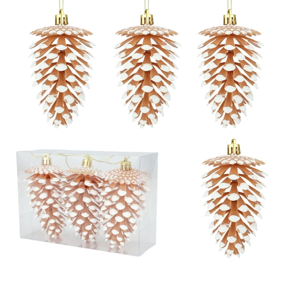 PuSpu 10.5cm 3-Piece Set Christmas Pinecone Fruit Plastic Christmas Tree Ornaments Home Decor Hanging Decorations Christmas Decorations