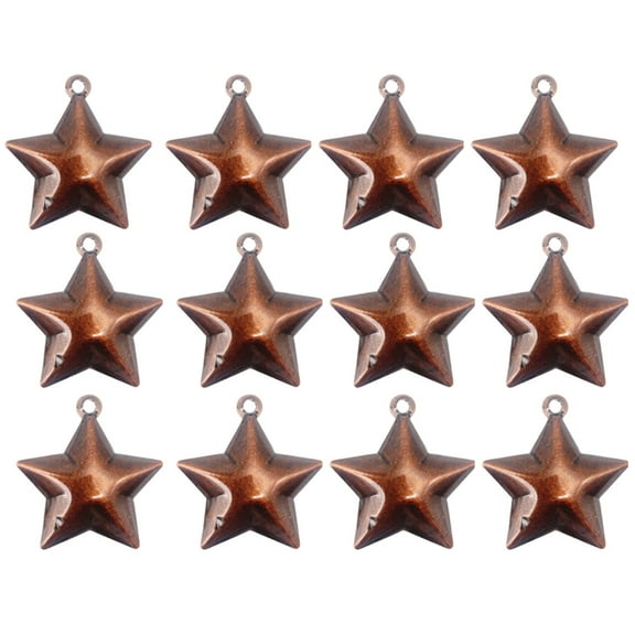 PuSpu 12Pcs 3.6x3.4cm Bronze Wrought Iron Metal Pentagram Christmas Tree Pendant DIY Hanging Ornament Set, Durable Star Decoration for Holiday Garland Wreath