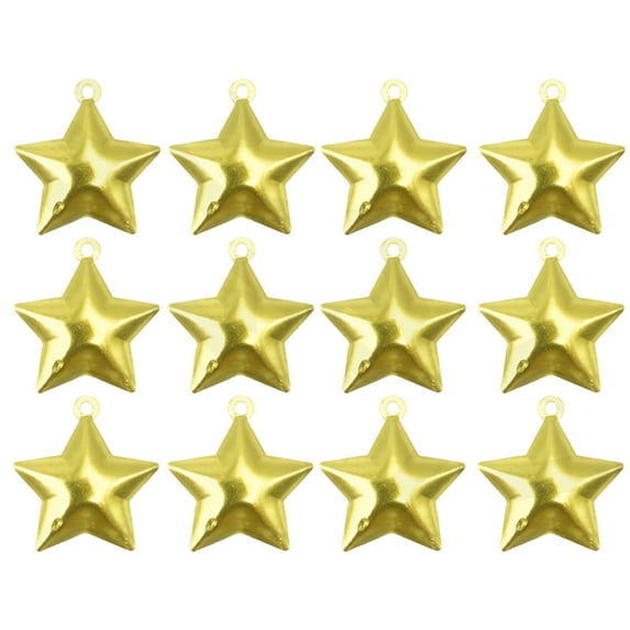 PuSpu 12Pcs 3.6x3.4cm Yellow Wrought Iron Metal Pentagram Christmas Tree Pendant DIY Hanging Ornament Set, Durable Star Decoration for Holiday Garland Wreath