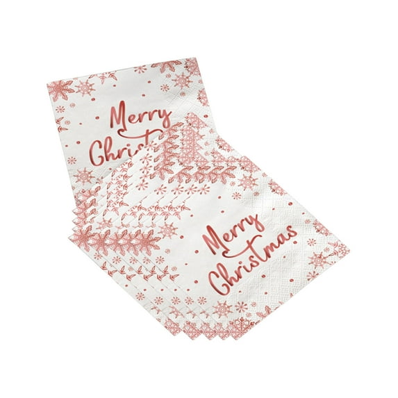 PuSpu 16 Pieces Disposable Snowflake Napkins Paper Towels Winter Christmas Party Tableware Supplies Birthday Party Tableware Christmas Decoration Indoors