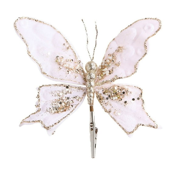 PuSpu 1Pcs Christmas Tree Decoration Sparkling Butterflies Accessories With Clips Christmas Flowers/Wedding/Festival Scene Decoration Props Christmas Decoration Christmas Tree Ornaments