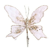 PuSpu 1Pcs Christmas Tree Decoration Sparkling Butterflies Accessories With Clips Christmas Flowers/Wedding/Festival Scene Decoration Props Christmas Decoration Christmas Tree Ornaments