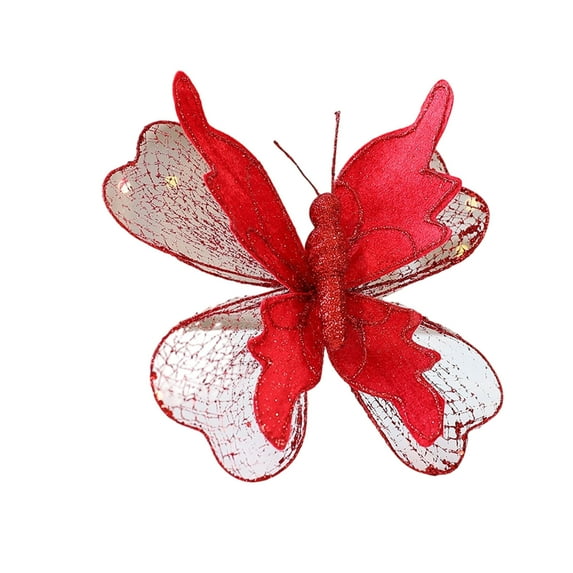 PuSpu 22cm Plastic Multicolor Christmas Tree Clip-On Ornament, Glitter Mesh Pearl Simulation Scene Decor for Holiday Party Window Wreath 8.7"