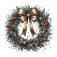 thumbnail image 1 of PuSpu 37x37cm PVC Multicolor Pinebranch Pinecone Bow Wreath Christmas Sticker Indoor Outdoor Door Window Wall Decor Holiday Festive Accent, 1 of 7