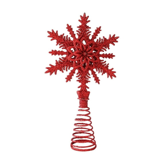 PuSpu 3D Hollow Five-Pointed Star Christmas Tree Top Ornament - Foldable Red Iron Decoration for Festive Home Decor, Easy to Install and Stor