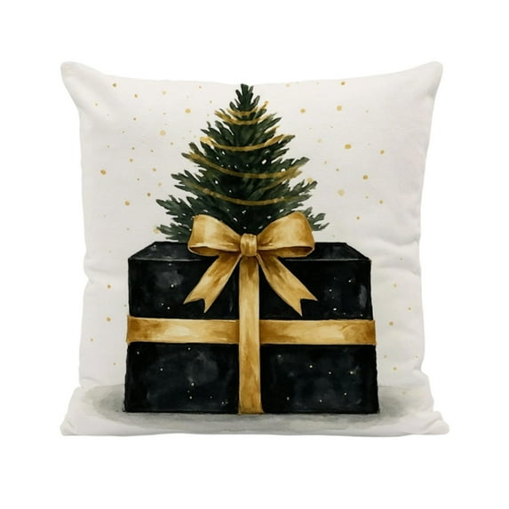 PuSpu 45x45cm Christmas Pillow Set - 2Pcs Multicolor Polyester Cushion Covers, Festive Living Room Sofa Decor, Easy Care & Durable