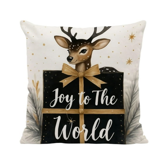 PuSpu 45x45cm Christmas Pillow Set - 2Pcs Multicolor Polyester Cushion Covers, Festive Living Room Sofa Decor, Easy Care & Durable
