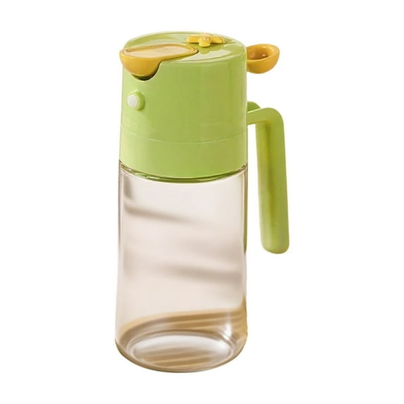 PuSpu 460 ml Glass Oil Spray & Pour Bottle – Home Decoration Kitchen Utensils, Large-Capacity Fan-Mist Sprayer, Leak-Proof Press-Style BBQ Oil Dispenser, Green