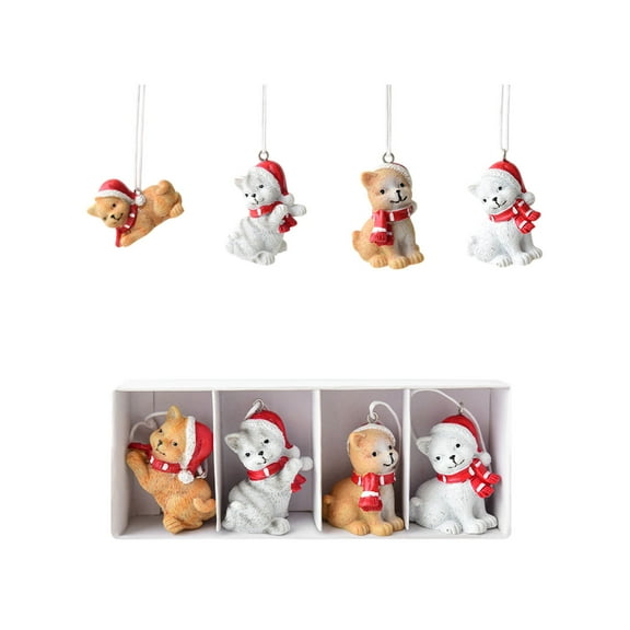 PuSpu 4Pcs Christmas Ornaments Mini Resin Christmas Pendant Christmas Tree Ornaments