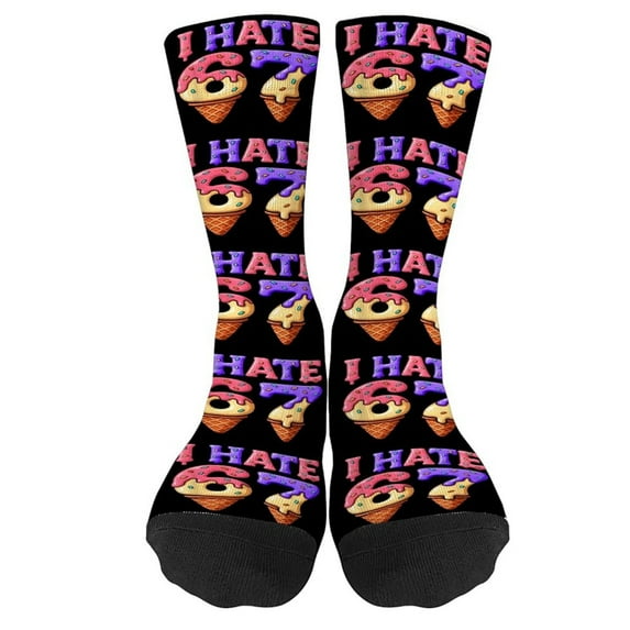 PuSpu 67 Funny Christmas Polyester, Spandex Socks, Festive Holiday Long Socks for Adults, Multicolor