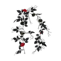 PuSpu 68in Flocked Halloween Garland - 1pc Rose Leaf & Vines for Halloween Garlands, Indoor Decorations
