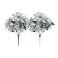 thumbnail image 1 of PuSpu 7-Head Glitter Poinsettia 2pcs Silver Velvet Silk Plastic 32x25cm Xmas Tree Vase Wreath Fireplace Indoor Decor 35cm Tall, 1 of 6