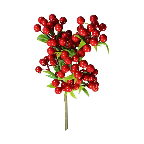 PuSpu Artificial Berries Realistic Fruit Simulation Flowers Christmas Decoration Red Fruit Suitable For Bridal Bouquets Christmas Home Kitchen Decorations Christmas Ornaments