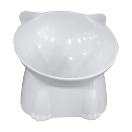 PuSpu Cat Rice Bowl, Large Capacity Pet Food Bowl, Cute Cat Drinking Water Bowl, Neck Guard, White