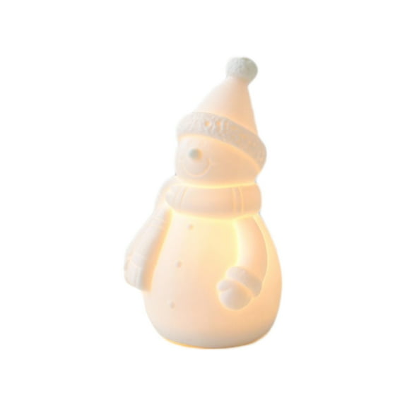 PuSpu Ceramic Christmas Tree White 10.5x6.5cm 1PC Premium Glossy Mini Tabletop Decor Holiday Home Mantel Scene Prop LED Battery Operated Elegant Winter Accent Decorations