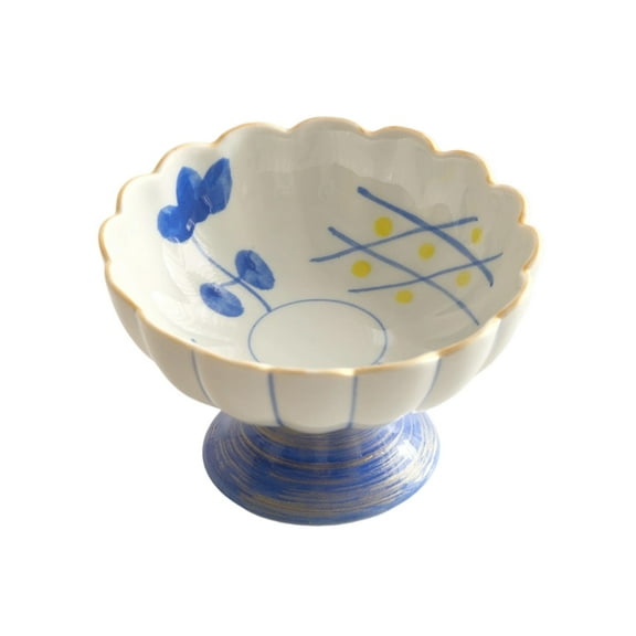 PuSpu Ceramic High-Leg Fruit Plate – Mini Pedestal Bowl for Home Decoration & Kitchen Utensils