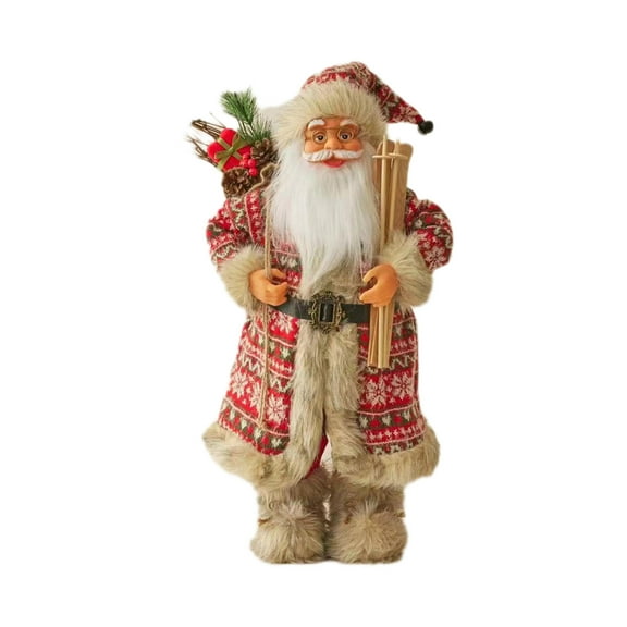 PuSpu Christmas 12 In Santa Claus Doll Standing Santa Claus Doll Window Decoration Supplies Gift