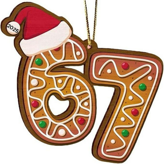 PuSpu Christmas 67 Acrylic Ornament Six Funny Xmas Holiday Ornament Funny 67 Decorations Meme Grandkid Gift For Christmas Tree