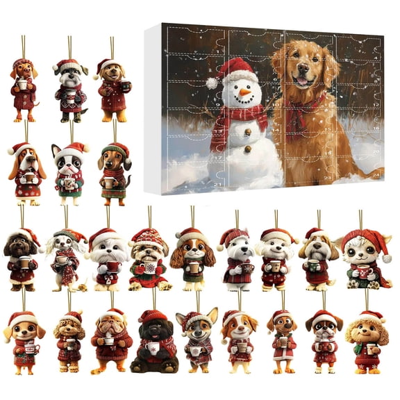 PuSpu Christmas Advent Calendar 2025 Christmas Pet Dog Advent Calendar Christmas Tree Decoration Acrylic Pendant