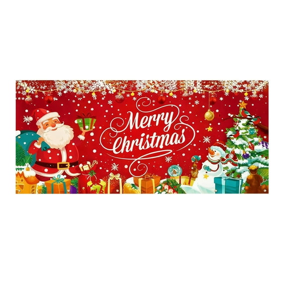 PuSpu Christmas Celebration Supplies 16x 7in Christmas Garage Decor Cloth Merry Christmas And Festive Outdoor Garage Door Hanging Cloth Christmas Indoor/Outdoor Decoration