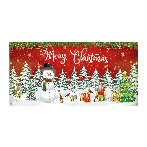 PuSpu Christmas Celebration Supplies Christmas Garage Decor Cloth Merry Christmas And Festive Outdoor Garage Door Hanging Cloth Christmas Indoor/Outdoor Decoration