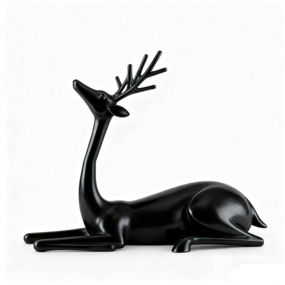 PuSpu Christmas Decorations - Black Reindeer Statues - Modern Plastic Xmas Figurines - Elegant Indoor Holiday Decor - Table Centerpieces - Ideal for Living Room Bedroom Office