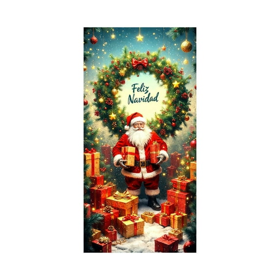 PuSpu Christmas Door Cover 35x72 Inch 1pc Multicolor Polyester Santa Claus Hanging Door Curtain Wall Tapestry Holiday Party Decoration Durable Festive Indoor Outdoor Decor