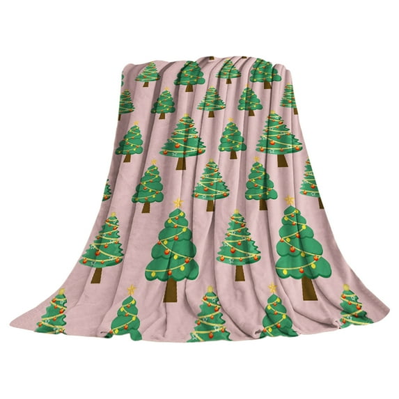 PuSpu Christmas Flannel Christmas Tree Blanket Forest Snow Scene Thickened Printed Blanket Double Sided Plushs Nap Blanket Shawl Holiday Gift Blanket Christmas Ornaments