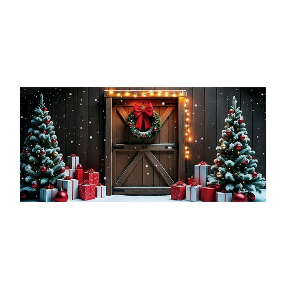 PuSpu Christmas Garage Festive Background Cloth Photography Props Christmas Hanging Cloth Christmas Decoration Outdoor