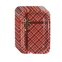 PuSpu Christmas Parties Disposable Tableware Christmas Party Paper Plates Disposable Rectangular Plates Christmas Tree Snowflake Party Decoration Paper Plates Suitable For Christmas Products