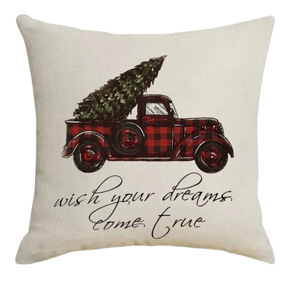 PuSpu Christmas Pillow Cover Walmart 45x45cm 1Pcs Multicolor Short Soft Textured Snowflake Reindeer Tree Holiday Sofa Cushion Cover Home Decor
