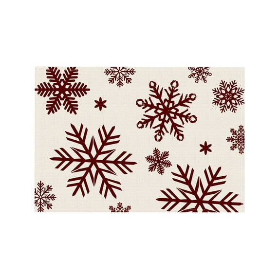 PuSpu Christmas Snowflake Placemats 45x30cm 1pc Red/White Polyester Insulated Table Mats Heat-Resistant Dining Decor Snowflake Winter Holiday Dinner Protection Tabletop Cover