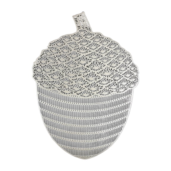 PuSpu Christmas Table Mats Pine Cones 47x33cm Silver PVC Waterproof Heat-Resistant Western Festive Dining Décor Washable Reusable Holiday Party Décorations