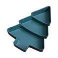thumbnail image 1 of PuSpu Christmas Tree Snack Tray 25x18cm 3-Compartment Plastic Blue Holiday Serving Platter for Home Party Decor, Festive Fruit Candy Display, 1 of 9