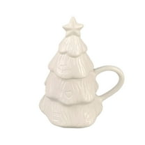 PuSpu Christmas Tree Style Ceramic Mug With Lid Christmas Gift For Couples 300ml